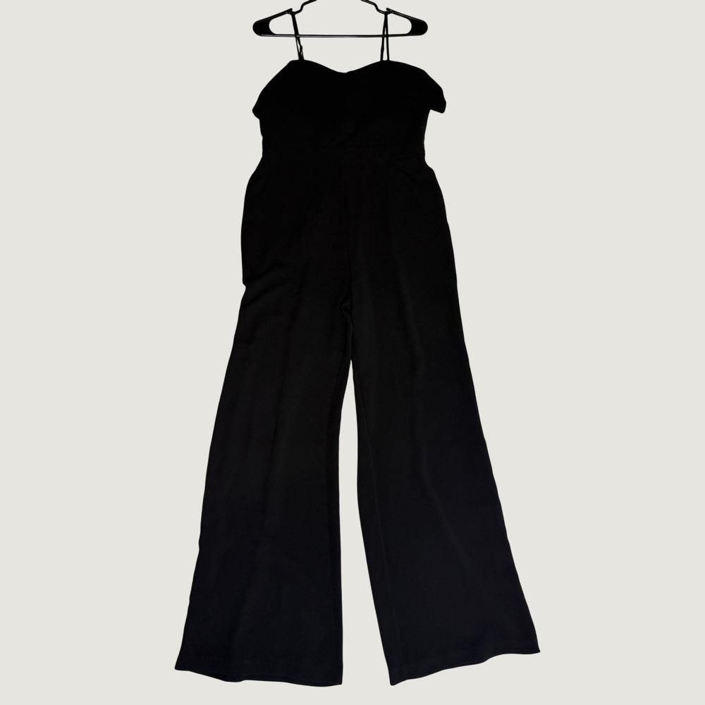 WAYF Womens Black Sweetheart Wide Leg Jumpsuit Spaghetti Strap Size M